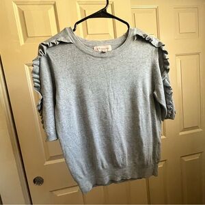 Philosophy Gray Ruffled Sleeve Sweater Top